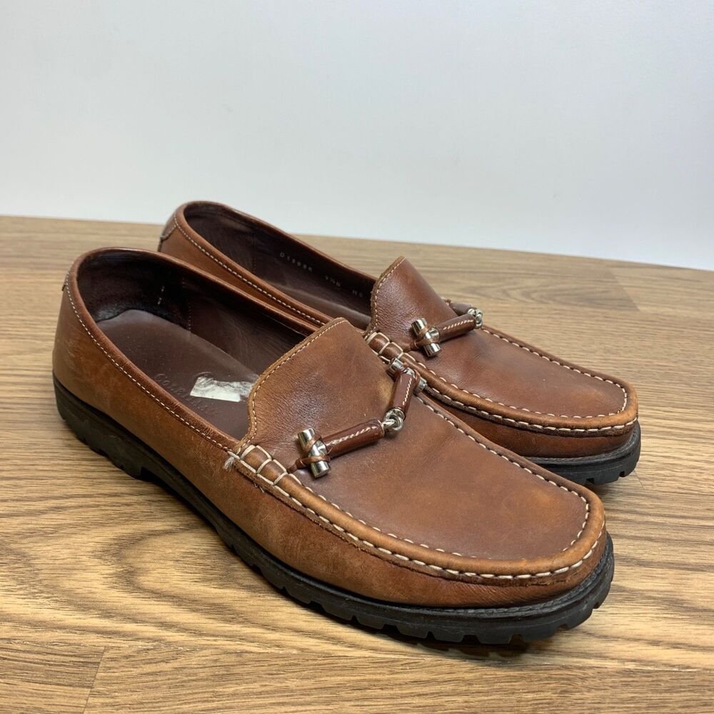 Cole Haan Brown Loafers Leather Horse Bit Toggle Size 9.5B Slip On Shoes